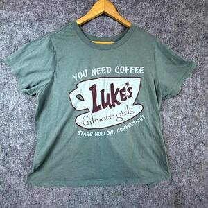 Gilmore Girls T Shirt‎ Womens 2XL Green You Need Coffee Luke's Stars Hollow